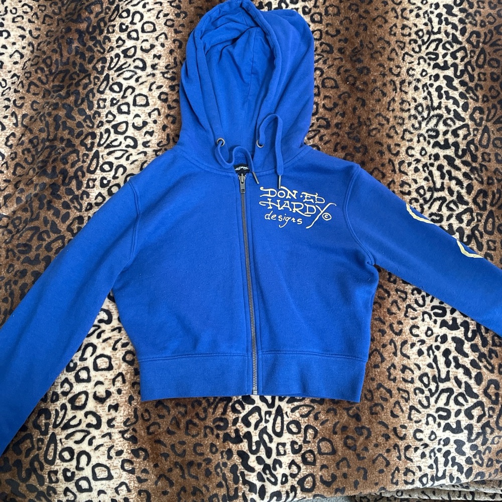 Ed Hardy Royal Blue Zip-Up Hoodie